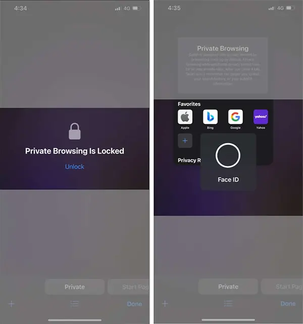 Cách khóa tab ẩn danh trên Safari bằng Face ID