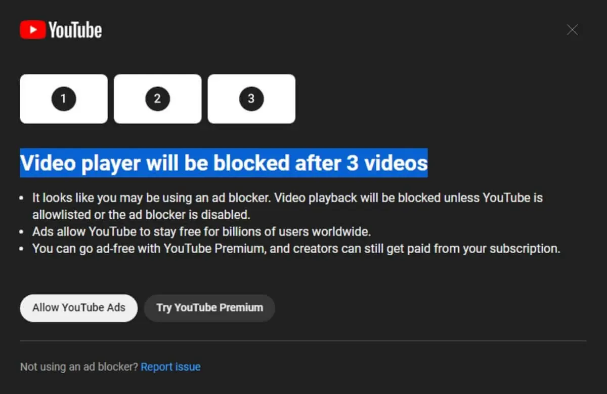 YouTube đang thử nghiệm cấm xem video nếu người dùng chặn quảng cáo