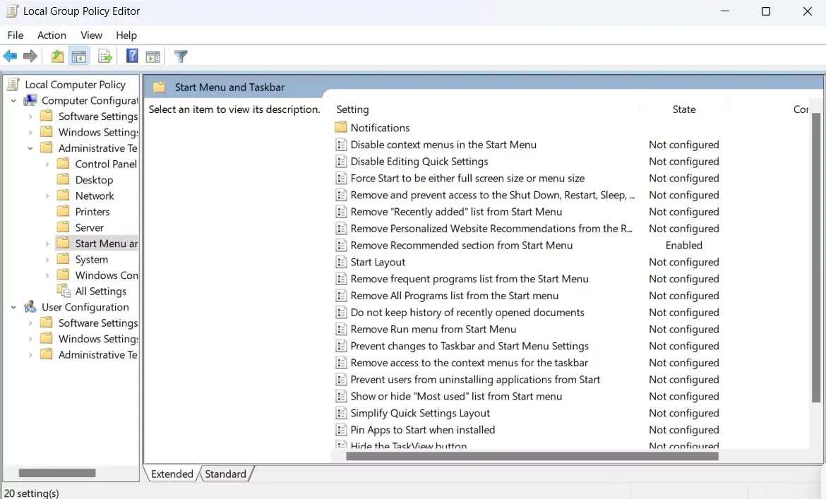 Cách xóa phần Recommended của menu Start trong Windows 11 2