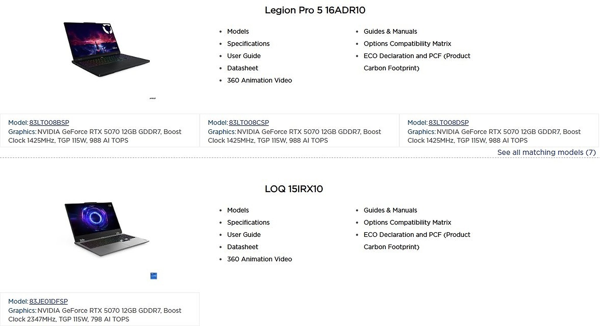 RTX 5070 12GB GDDR7 115W trên laptop Lenovo gaming 2026