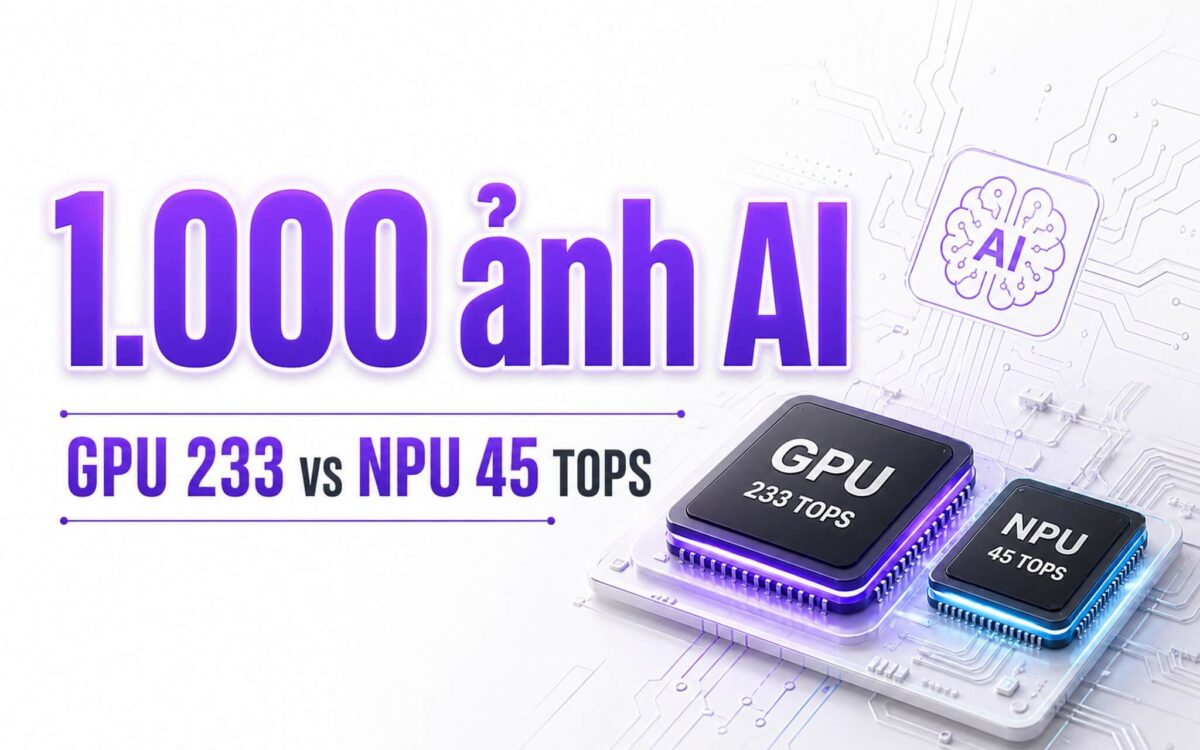 Xử lý 1.000 ảnh AI so sánh GPU 233 TOPS và NPU 45 TOPS