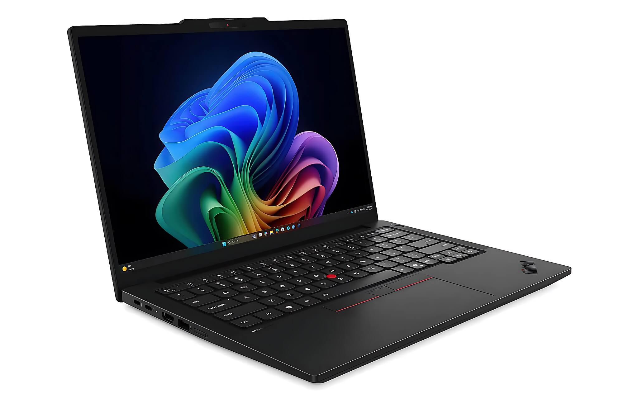 Lenovo ThinkPad T14 Gen 7 Lenovo ThinkPad T14 Gen 7 mở nắp, laptop doanh nhân màn OLED 2,8K với bàn phím và TrackPoint ThinkPad