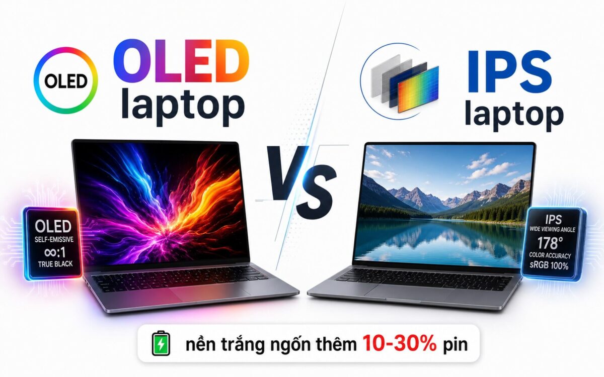 OLED trên laptop có thực sự hao pin hơn so với IPS không?