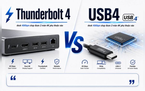 Thunderbolt 4 hay USB4: dock nào chạy nổi 2 màn 4K?