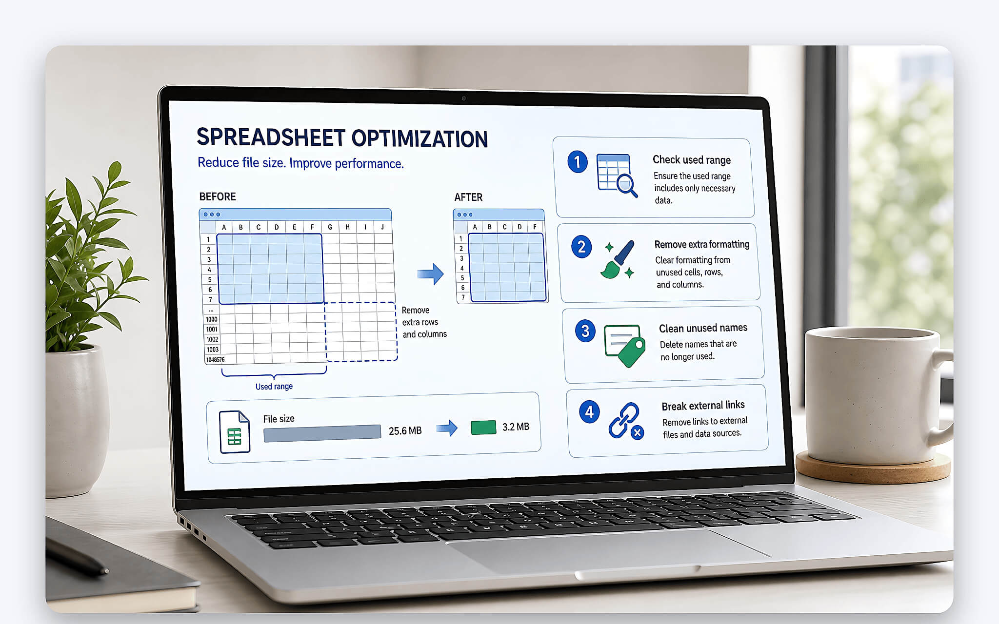 Tối ưu file nặng theo thứ tự nào khi Excel chạy chậm Tối ưu file nặng theo thứ tự nào khi Excel chạy chậm