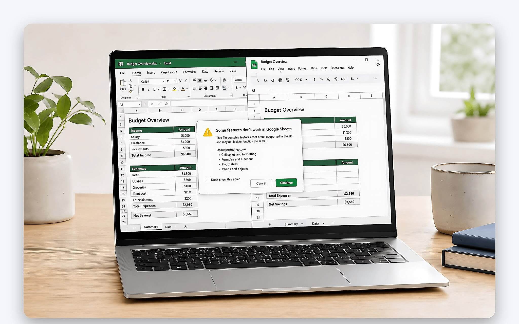 Giới hạn định dạng khi đưa Excel lên Google Sheet