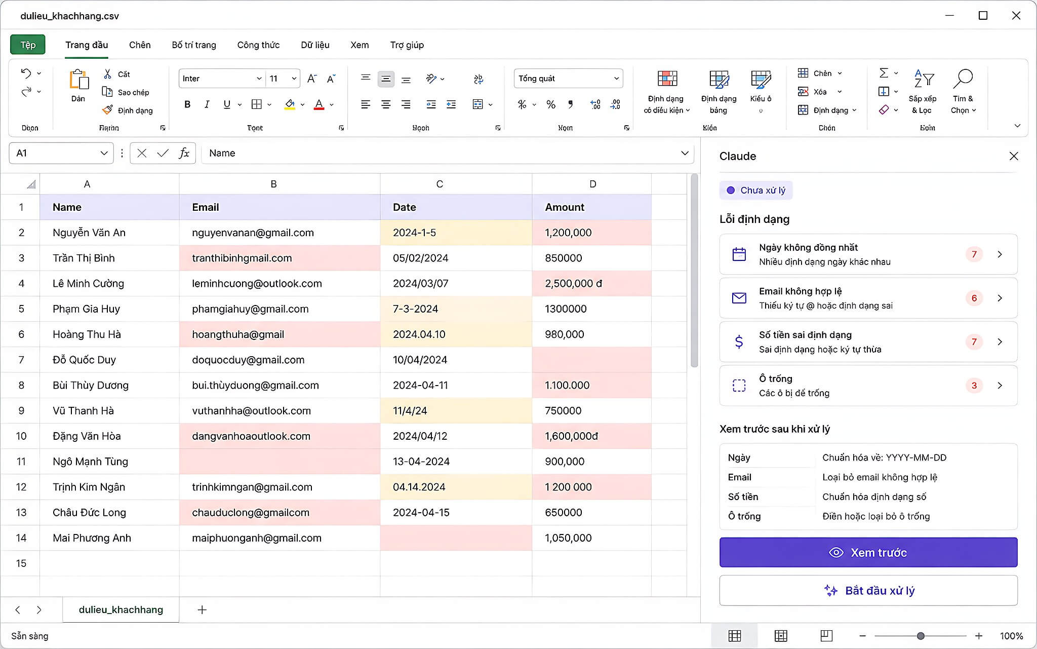 Những thao tác Claude có thể thực hiện trong Excel Những thao tác Claude có thể thực hiện trong Excel