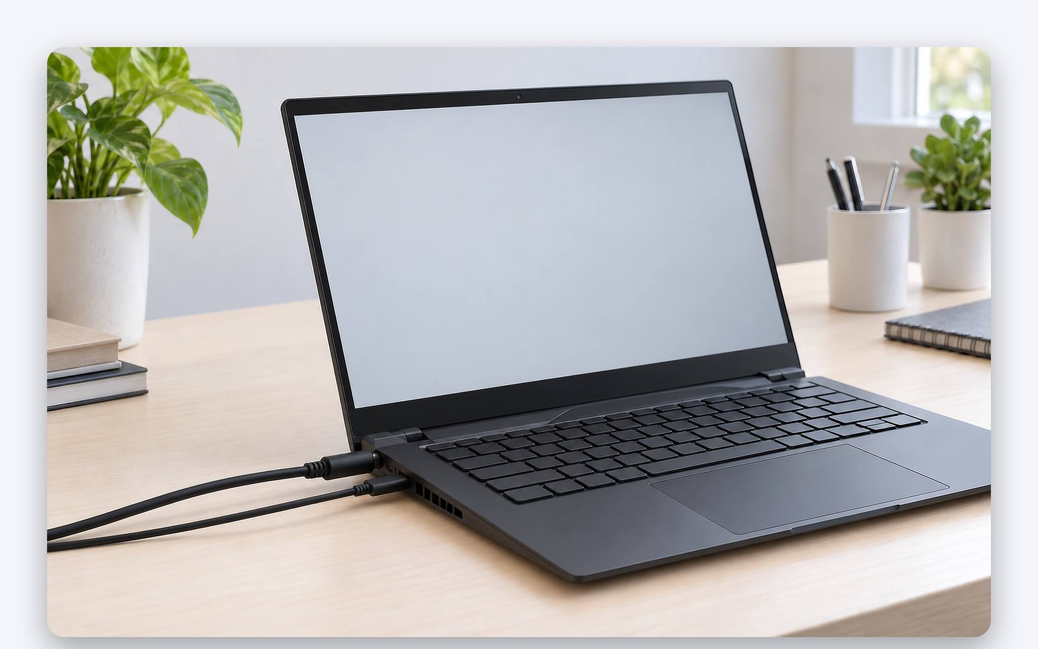 Laptop gaming cắm sạc USB-C khi làm việc nhẹ và cắm adapter DC khi chơi game